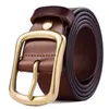 Men Women Solid Belt MANS Echt lederen zwarte kaki kleur bronzen naald gespannde ontwerper cowhide cowboy riemen voor heren luxe tailleband