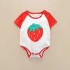 Zomer baby fruit of dierlijke applique short-mouw romper 210528