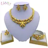 Oorbellen Ketting Liffly Ethiopië Sieraden Set Vrouwen Dubai Gold Sets Wedding Bridal Armband Ring Afrikaans