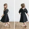 2T to 16 Y Summer Mommy and Me V-neck Half-sleeve Kids Shirt Girls Cotton Dress Children Midi Dress#5578 210329