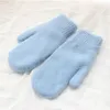 Gants élastiques pour femmes, doigts complets, en laine de lapin mignon, mitaines d'hiver à la mode, couleur unie, gants chauds épais