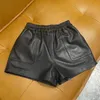 Frauen Shorts 2022 Mode Hohe Taille Frauen A-line Elegante Echtes Leder Böden breitbeinig Frühling Herbst