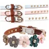 Cat Collars & Leads Flowers Pet Dog Collar PU Leather Small Flower Chain Neck Strap For Middle Large Animal Teddy