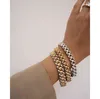 Titanium With 18 K Gold Pave Watch Strap Statement Bracelet Women Stainless Steel Jewelry Chic Gown Japan South Korea Fashion
