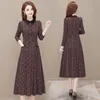 Casual Dresses Floral Print Plus Size Women Dress Fall Thin Vintage Long Sleeve Shirt Office Lady Midi A-Line Vestidos