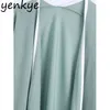 Vintage Light Green Long Knit Cardigan Women Sleeve Open Stitch Casual Loose Outerwear Plus Size 210514