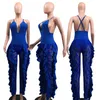 Kvinnors jumpsuits rompers mode casual sexig jumpsuit kvinna djupt v-hals nattklubb tät passande rygglös spets bodycon clot182u