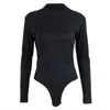 Kvinnor damer sexig mode bodysuit 2 stil långärmad turtleneck solid mager vit svart kläder storlek s-2xl y0927