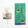 Scarves Luxury Ethnic Hijab Scarf Women Cotton Shawl Long Printed Green Peacock Animal Pattern Muslim Wraps Foulard Bandana