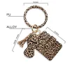 US-Party Favor Leopard PU Lether Armband Keychain mit Kartentasche Lippenstift Fall Tassel 9 Arten Tragbare Armband Taschen Rossetta Cover
