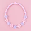 Boucles d'oreilles collier mignon princesse dessin animé fleur enfant pull Bracelet ensembles pour fille cadeaux enfants enfants coloré perlé anniversaire