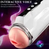 Masturbatore automatico intelligente per uomini che succhiano pompini vibranti Vagina orale Real Pussy Masturbation Cup Voice Sex Toys X0320