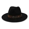 Fedora Mulheres Chapéus Fita Sólida Flower Elegante Mulheres Chapéus Jazz Caps Ao Ar Livre Sólido Elegante Branco Camelo Khaki Casual Formal Feltro Felt