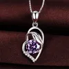 Pendant Necklaces Charming Crystal Purple Heart Necklace Girls Party Accessories Trendy Silver Plated Choker For Women Jewelry