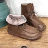 Bottes en cuir Mori rétro Retro Fille et ethnique Chaussures de voyage du désert court de première couche