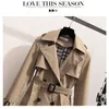 S - 4XLBrand New Vår Höst Lång Dam Trench Coat Dubbelknäppt Khaki Klänning Lösa rockar Dam Ytterkläder Mode Toppar 2021 S0903