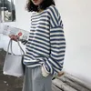 Kvinnors hoodies tröjor kvinnor harajuku gotisk rand bomulls huva kläder 2023 hösten långärmad lös kawaii koreansk tunn tröja