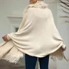 Hırka Örme Kazak Kadın Casual Streetwear Saçaklı Cloak Şal Kürk Yaka Hırka Bayanlar 210508