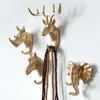 Vägghängande krok Vintage hjorthuvud Antlers Elephant Key Holder Hängande över dörrlocket Display Racks Coat Hängare Rumsinredning 210609