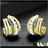 Jewelrygodki 18 mm à la mode de luxe empilable Boucles d'oreilles pour les femmes de mariage Zircon cubique Cz Dubaï boucle d'oreille de mariée Bohême Drop Delivery 2021 Ta0