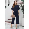 Damen Jumpsuits Strampler 2021 Woman Always Chic Culotte Jumpsuit mit Gürtel, Fledermausärmeln und einem Taillengürtel zum Binden, Hose mit weitem Bein