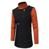 Casacos de trincheira masculina costura de moda com trespôs duplo tresped tweed slim fitting windbreaker stand colar de lã longa longa violino violão