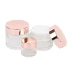 Frosted Clear Glass Jar Face Cream Bottle Cosmetic Makeup Container med Rose Gold Lock 5G 10G 15G 20G 30G 50G 100G Packing -flaskor