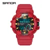 Sanda White Watch Sport Horloges voor Mannen Waterdicht Multifunctionele Horloges Mens Army Outdoor Sport Electronic Clock S Shock G1022