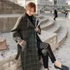 Hong Kong-Style Retro Controllare la lana cappotto di lana da donna 2021 Autunno e inverno stile coreano lungo miscele di lana lunga