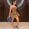 Casual Dresses Hirigin Strapless Off Shoulder Denim BodyCon Party Dress 2022 Summer Patchwork Pencil Skinny Clubwear