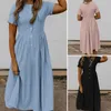 Women Elegant Ruffles Dress Summer Sundress Casual Short Sleeve Solid Party Vestido ZANZEA Vintage Kaftan Dresses Femme Robe X0629