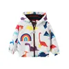 Mètres de saut Arrivée Enfants Automne Printemps Vestes Manteaux avec Dinosaures Imprimer Zipper Garçons Filles Outwear Hoodies Enfants 210529