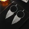 Simple Design Brinco Silver Gold Color Crystal Earring Big Circle Dangle Drop Earrings For Women Jewelry Gifts