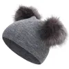 Bonnet tricoté pour enfants Super grand bonnet en laine Double boule bébé bébé enfant en bas âge bébé filles garçons chapeau d'hiver chaud 591 Y2