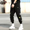 Hip Hop Streetwear Pantalon d'épissure pour hommes Mode Pantalon décontracté High Street Taille élastique Harem Noir Joggers 210715