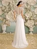 Hochzeitskleid 2022 Brautkleid V-Ausschnitt Sweep Zug Chiffon schiere Spitze Kurzarm Perlen lässig Vintage durchsichtig Übergröße Vestido De Noiva Robe Mariage