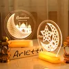 Eid Mubarak Night Light 3D визуальный лампа мусульманский ислам украшения столик огни замка звезда луна узор настольные лампы для дома Ramadan Adha Decor