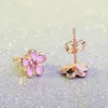 Stud Pink Peach Blossoms Belle fleur 925Silver Boucles d'oreilles Marguerites violettes pour les filles Cute Sakura Cherry Blossom