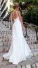 Elegante avondjurken V-hals strapless mouwen-less op maat gemaakte race applique vloer lengte nieuw ontworpen prom dress robe de mariée