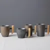 1pc estilo japonês de estilo de escritório de escritório copo de água velha de água vintage com maçaneta de madeira Drinkware xícaras de pires de pires