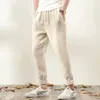 Pantalones informales de algodón y lino para hombre