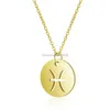 Pendant 12 Constell Coin Necklace Stainless Steel Gold Zodiac Sign Necklaces Women Fashion Jewelry Will and Sandy Libra Leo Pisces Virgo