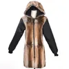 Kvinnors Fur Faux 2021 Mode Kvinnor Real Coat Long Parka Plus Storlek Oversize Inner Liner Winter Jacket