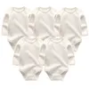 Bebek Kız Erkek Romper Doğan Sleepsuit Bebek Giysi Uzun Kollu Katı Renk Tulumlar Unisex Custome 211011