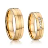 3 pcs Conjuntos de anel de noivado CZ Moissanite Diamante Mulher Homens Casamento 18K Banhado A Ouro Anéis de Casamento para Casais