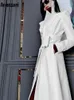 Nerazzurri Spring Runway White Long Leather Trench Coat For Women Sleeve Elegant Xury Fashion Dames Coats Designer 2109025262219