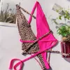 Sexy leopardo biquíni uma peça ternos das mulheres bandagem banho feminino oco preto halter string maiô senhoras biquinis swim4782073