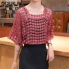 2 Pieces Embroidered Chiffon Shirt Summer Suspender Top Two Piece Lace Hollow Mesh Sexy Temperament Pullover Blouse 210601