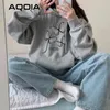 Korean Loose Butterfly Printe Kvinna Pullovers Streetwear Y2K Oversize Fickor Kvinnor Hoodies Vinter Plus Storlek Sweatshirt 210521