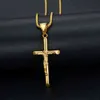 Hip Hop Crucifix Jesus Cross Pingente Colares Masculinos Cor de Ouro Correntes de Aço Inoxidável para Homens Mulheres Jóias Presentes Dropshipping